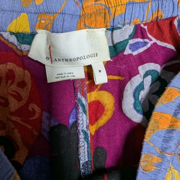 Anthropologie Pull On Pants Richly Colored Floral Drawstring Pockets Size M - Picture 7 of 13